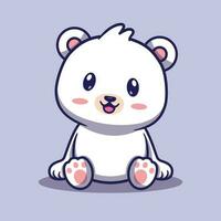 carino polare orso seduta rilassato cartone animato icona illustrazione vettore