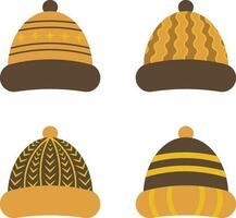inverno cappello. vettore maglieria cappelli, cappelli per freddo tempo metereologico isolato su un' bianca sfondo