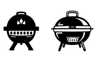 barbecue griglia piatto illustrazione, barbecue griglia vettore silhouette