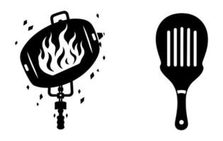 barbecue griglia spazzola piatto illustrazione, barbecue griglia spazzola vettore silhouette