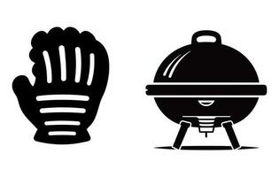 barbecue griglia piatto illustrazione, barbecue griglia vettore silhouette