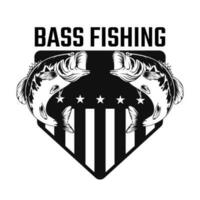 basso pesca distintivo logo concetto vettore