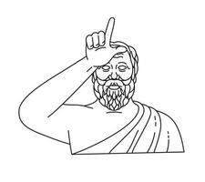 socrate greco filosofo fabbricazione il perdente mano gesto mono linea arte vettore