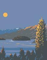 nahuel huapi lago nel settentrionale patagonia argentina wpa arte deco manifesto vettore