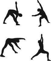 internazionale yoga giorno silhouette. gruppo di persone praticante yoga sfondo vettore illustrazione