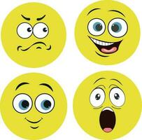 mondo emoji giorno. mondo emoji giorno cerchio bianca telaio con divertente emoji facce e diverso facciale espressioni. vettore illustrazione.