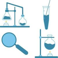 scienza laboratorio attrezzatura. test tubo, microscopio, atomo e molecola simbolo. vettore illustrazione