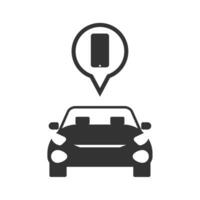 vettore illustrazione di auto Posizione ricerca di smartphone icona nel buio colore e bianca sfondo