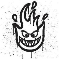graffiti spray dipingere Sorridi divertimento fuoco personaggio emoticon isolato vettore