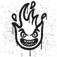graffiti spray dipingere Sorridi fuoco personaggio emoticon nel isolato vettore