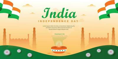 India contento indipendenza giorno nube giallo colore pendenza sfondo manifesto design vettore