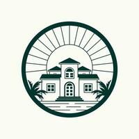 boemo villa vettore emblema design. tropicale logo design.