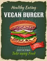 poster di hamburger fast food retrò vegan vettore
