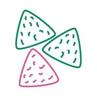 deliziosa icona di stile della linea di nachos messicani vettore