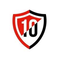 numero 10 logo design su scudo vettore