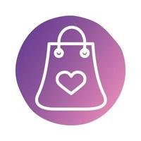 shopping bag in carta con cuore love block style vettore