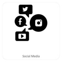 sociale media e media icona concetto vettore