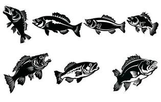 basso pesce icone, design elemento per basso pesce logo, basso pesce vettore