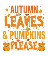 autunno le foglie e zucche per favore Halloween maglietta Stampa modello vettore