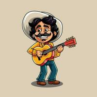 messicano musicista con chitarra vettore illustrazione eps