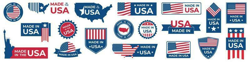 fatto nel Stati Uniti d'America badge impostare. americano etichette. patriottico logo o francobollo. vettore illustrazione.