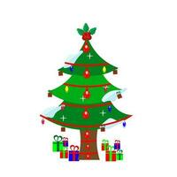 Natale albero con regalo scatola e leggero clipart vettore