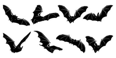 pipistrelli sagome impostare. isolato stampino vettore clipart.