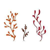 scarabocchio autunno colori ramoscello rami elemento. ramoscello pianta, erba. vettore illustrazione arancia e rosso.