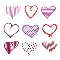 amore seamless pattern romantico doodle cuori unici vettore