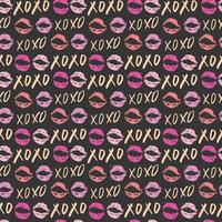 xoxo pennello lettering segni seamless pattern, grunge abbracci calligrafici e frase baci, simboli xoxo abbreviazione gergo internet, illustrazione vettoriale isolato su sfondo bianco