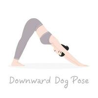 il ragazza fa yoga. yoga verso il basso cane posa. il designazione di il yoga posa. vettore piatto illustrazione
