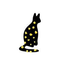 strutturato nero gatto illustrazione nel giallo puntini isolato su bianca vettore