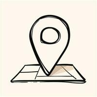 GPS punto Posizione coordinate scarabocchio vettore icona