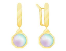 webgold donne costoso orecchini con prezioso pietre perle. vettore isolato cartone animato prezioso gioielleria o bigiotteria.