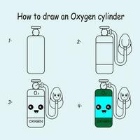 passo per passo disegnare un' ossigeno cilindro. bene per disegno bambino ragazzo illustrazione. vettore illustrazione