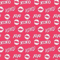 xoxo pennello lettering segni seamless pattern, grunge abbracci calligrafici e frase baci, simboli xoxo abbreviazione gergo internet, illustrazione vettoriale isolato su sfondo bianco