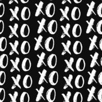 xoxo pennello lettering segni seamless pattern, grunge abbracci calligrafici e frase baci, simboli xoxo abbreviazione gergo internet, illustrazione vettoriale isolato su sfondo bianco