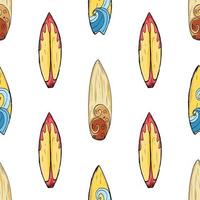 tavole da surf seamless pattern disegnati a mano schizzo sfondo, tipografia design illustrazione vettoriale