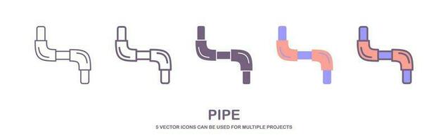 tubo icona, tubo adattamento icona, acqua, gas, olio tubatura, piombatura opera vettore arte illustrazione. isolato su bianca sfondo