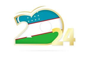 anno 2024 con Uzbekistan bandiera modello. vettore