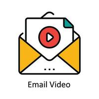 e-mail video vettore riempire schema icona design illustrazione. in linea streaming simbolo su bianca sfondo eps 10 file
