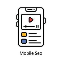 mobile SEO vettore riempire schema icona design illustrazione. digitale marketing simbolo su bianca sfondo eps 10 file