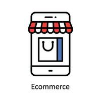 e-commerce vettore riempire schema icona design illustrazione. digitale marketing simbolo su bianca sfondo eps 10 file