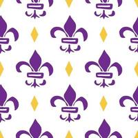 Mardi Gras seamless pattern illustrazione vettoriale. elementi di vacanza doodle abbozzato disegnato a mano e simboli reali, illustrazione vettoriale