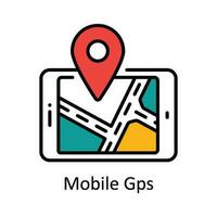 mobile GPS vettore riempire schema icona design illustrazione. carta geografica e navigazione simbolo su bianca sfondo eps 10 file