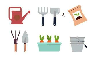 collezione di giardino utensili e impianti giardinaggio logo vettore