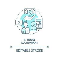 interno contabile turchese concetto icona. assumere cpa. attività commerciale contabilità gestione astratto idea magro linea illustrazione. isolato schema disegno. modificabile ictus vettore