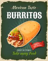 Poster di burritos messicani retrò fast food vettore