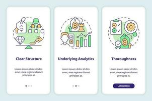 prezzo analisi chiave fattori onboarding mobile App schermo. Procedura dettagliata 3 passaggi modificabile grafico Istruzioni con lineare concetti. ui, ux, gui modello vettore