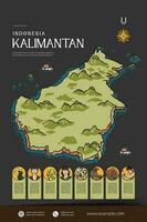 kalimantan Indonesia mappe illustrazione. Indonesia isola design disposizione vettore